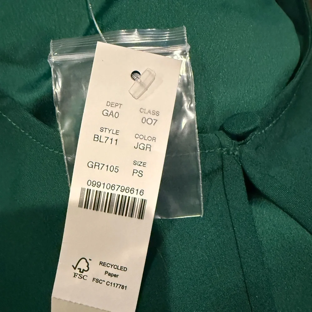 J Crew Womens Puff-sleeve satin-back crepe top green Size SP